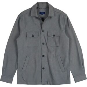 Eton Cashmere Blend Overshirt Mens L Grey Houndstooth Cotton Wool Button Jacket